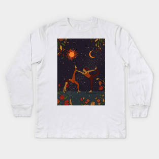 Yoga Girls Flower Cosmic Dance Kids Long Sleeve T-Shirt